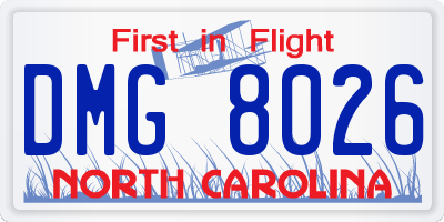 NC license plate DMG8026