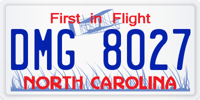 NC license plate DMG8027