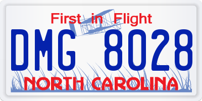NC license plate DMG8028