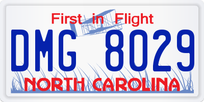 NC license plate DMG8029