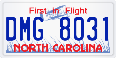 NC license plate DMG8031