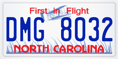 NC license plate DMG8032