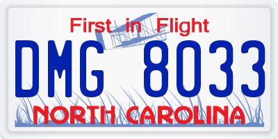 NC license plate DMG8033