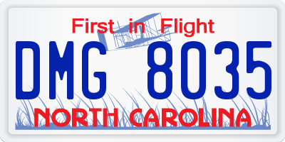 NC license plate DMG8035