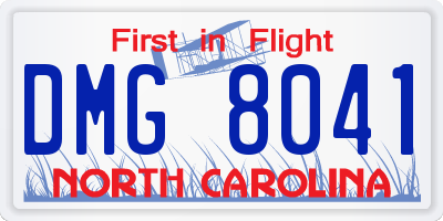 NC license plate DMG8041