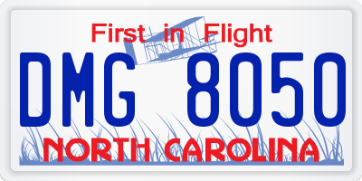 NC license plate DMG8050