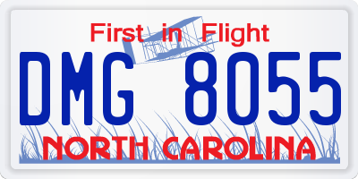 NC license plate DMG8055