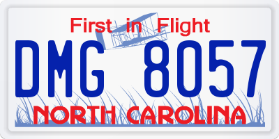 NC license plate DMG8057