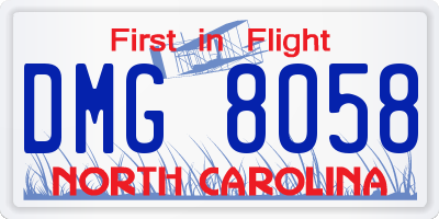 NC license plate DMG8058