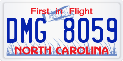 NC license plate DMG8059