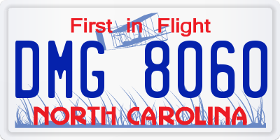 NC license plate DMG8060