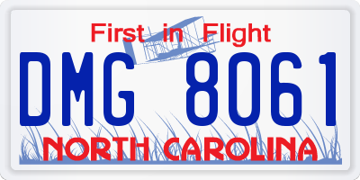 NC license plate DMG8061