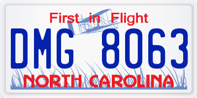 NC license plate DMG8063