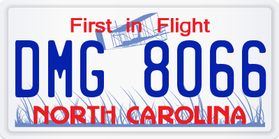 NC license plate DMG8066