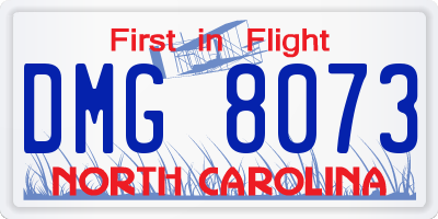 NC license plate DMG8073