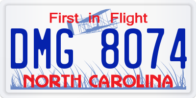 NC license plate DMG8074