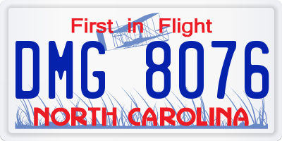 NC license plate DMG8076