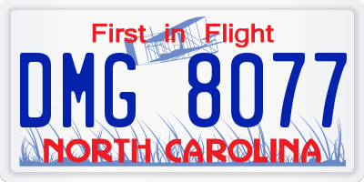 NC license plate DMG8077