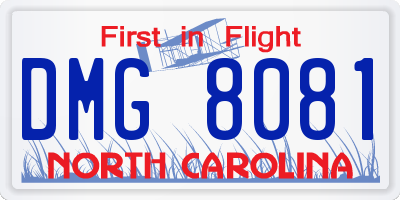 NC license plate DMG8081