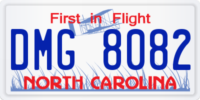 NC license plate DMG8082