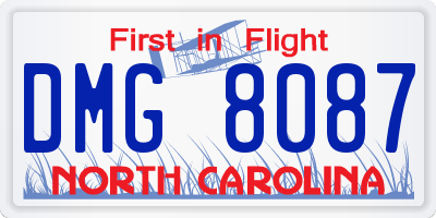 NC license plate DMG8087