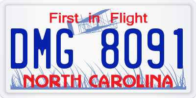 NC license plate DMG8091