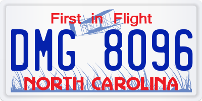 NC license plate DMG8096