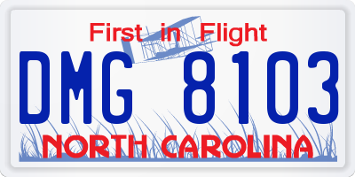 NC license plate DMG8103