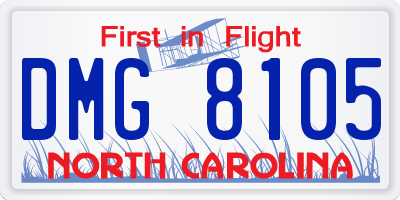 NC license plate DMG8105