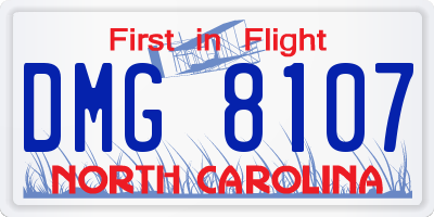 NC license plate DMG8107