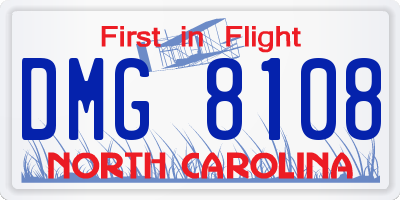 NC license plate DMG8108