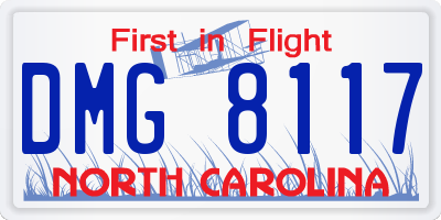 NC license plate DMG8117