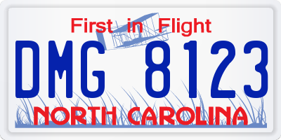 NC license plate DMG8123