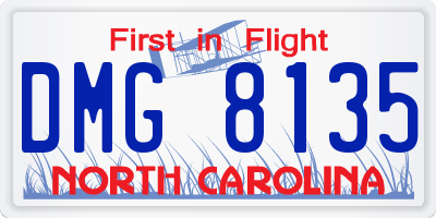 NC license plate DMG8135