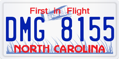 NC license plate DMG8155