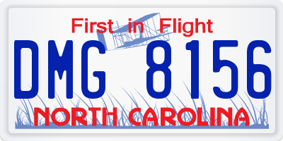 NC license plate DMG8156