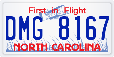 NC license plate DMG8167