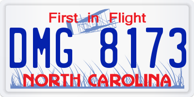 NC license plate DMG8173