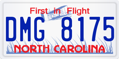 NC license plate DMG8175