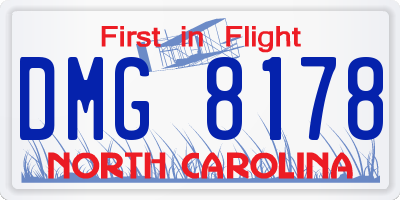 NC license plate DMG8178