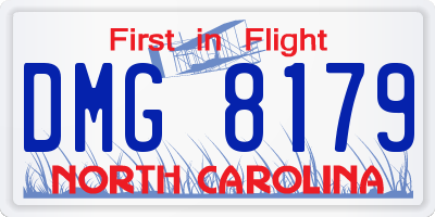 NC license plate DMG8179