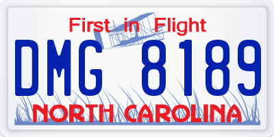 NC license plate DMG8189