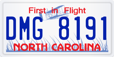 NC license plate DMG8191