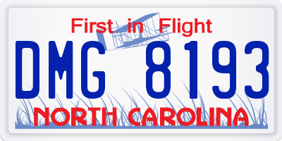 NC license plate DMG8193