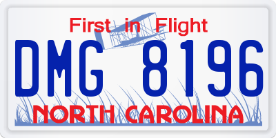 NC license plate DMG8196