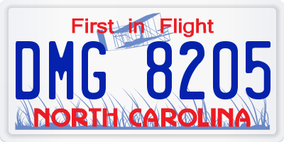 NC license plate DMG8205