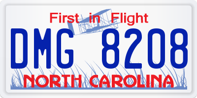 NC license plate DMG8208