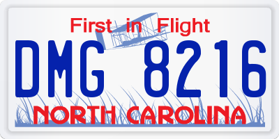 NC license plate DMG8216