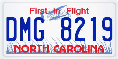 NC license plate DMG8219