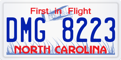 NC license plate DMG8223